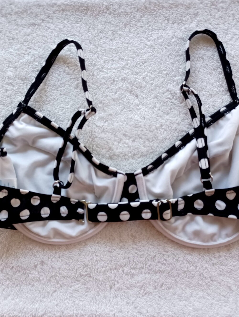 VENUS Black and White Polka Dot Underwire Bikini Top, Size DD - Picture 10 of 16